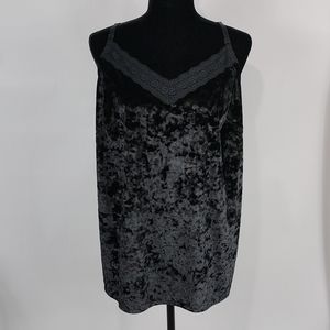 Cacique Crushed Velvet Lace Trim Cami